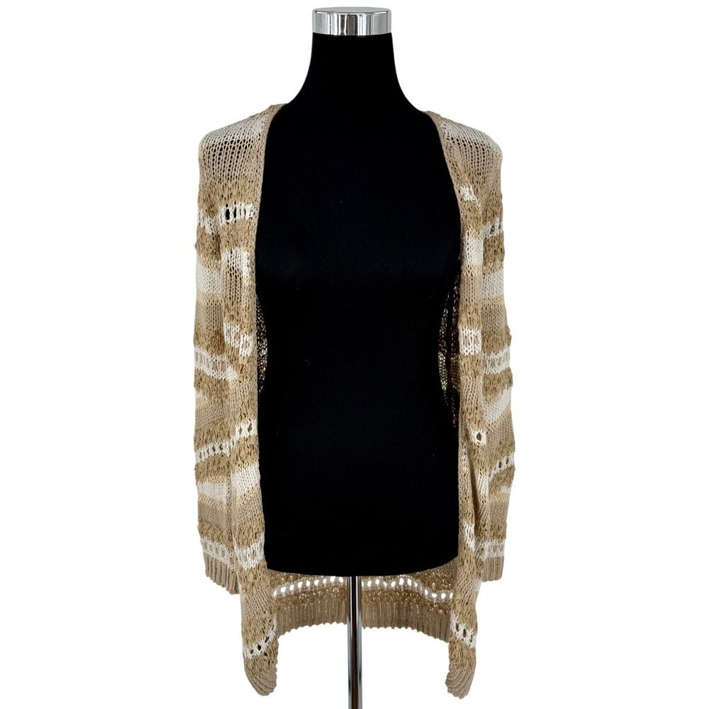 Vintage Y2K Victoria’s Secret Tan Coastal Grandmother Boho Crochet Knit Cardigan - Picture 2 of 16